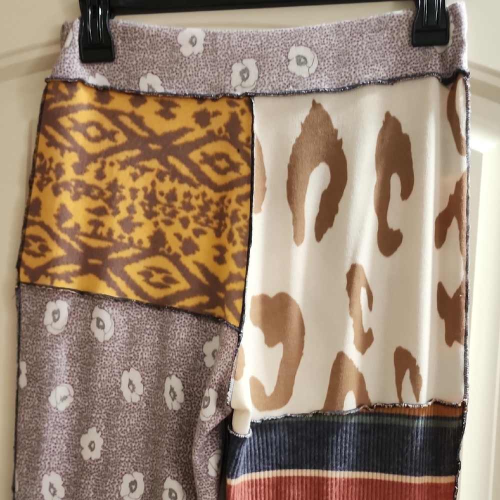 Bucket List Patchwork Patterned Flare Pants - image 3